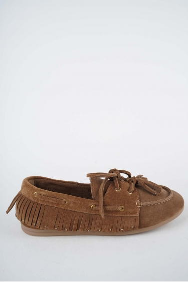 Hakiki Deri Taba Süet Kadın Babet Ayakkabı 261111101