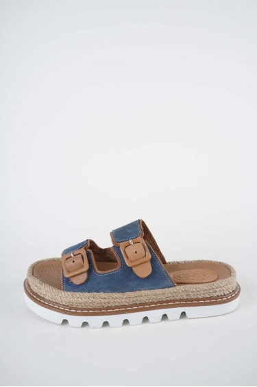 Hakiki Deri Kot Mavi Süet Kadın Casual Terlik 261111603