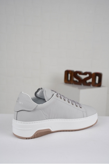 Hakiki Deri Mat Gri Kadın Sneaker Ayakkabı 222114104