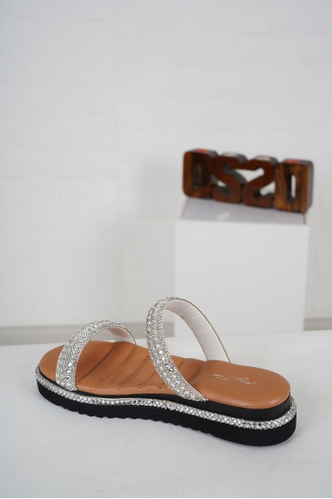 Hakiki Deri Gümüş Taşlı Kadın Taşlı Terlik 231114602