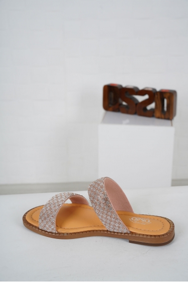 Hakiki Deri Pudra Gümüş Taş Kadın Taşlı Terlik 231114603