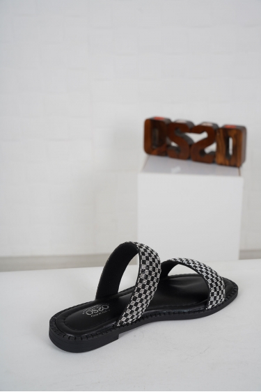 Hakiki Deri Siyah Gümüş Taş Kadın Taşlı Terlik 231114603