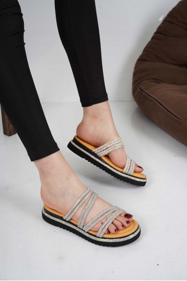 Hakiki Deri Pudra Jan Jan Taş Kadın Taşlı Terlik 231114608