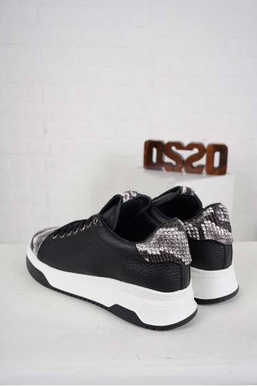 Hakiki Deri Siyah Yılan-Siyah Flt. Kadın Sneaker Ayakkabı 242114102