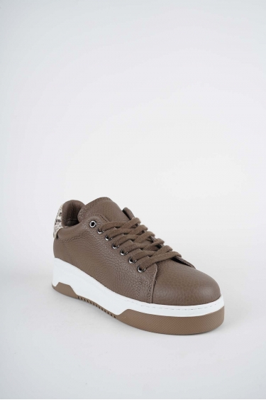 Hakiki Deri Vizon Flt.-Yılan Baskı Kadın Sneaker Ayakkabı 252114100