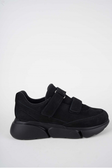 Hakiki Deri Siyah Nubuk Kadın Sneaker Ayakkabı 252114101