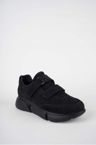 Hakiki Deri Siyah Nubuk Kadın Sneaker Ayakkabı 252114101
