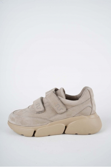 Hakiki Deri Bej Nubuk Kadın Sneaker Ayakkabı 252114101