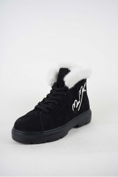 Hakiki Deri Kürklü 41-BYZ YAKA_SYH TBN Kadın Casual Bot 252114200