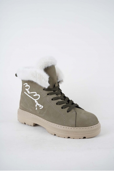 Hakiki Deri 47-BYZ YAKA_SÜTLÜ KAHVE TBN Kadın Casual Bot 252114201