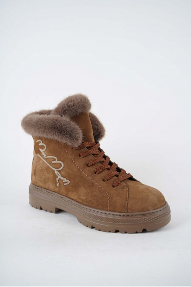 Hakiki Deri 43-VZN YAKA_CHOCOLATE TBN Kadın Casual Bot 252114201