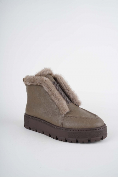 Hakiki Deri Vizon Flt. Kadın Casual Bot 252114202