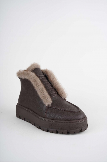 Hakiki Deri Kahve Flt. Kadın Casual Bot 252114202