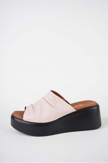 Hakiki Deri Pudra Kadın Dolgu Topuklu Terlik 261114602