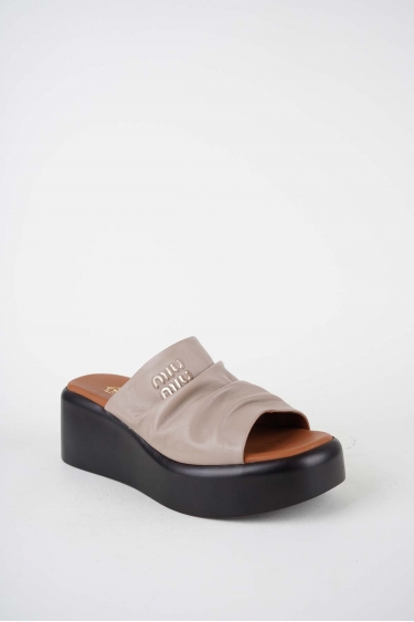 Hakiki Deri Vizon Kadın Dolgu Topuklu Terlik 261114602