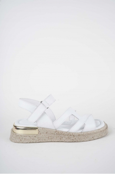 Hakiki Deri Beyaz Kadın Düz Sandalet 261118502