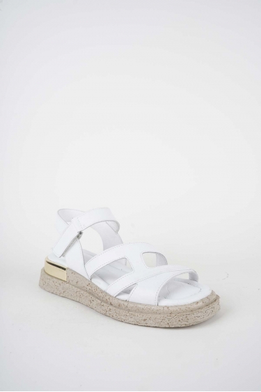 Hakiki Deri Beyaz Kadın Düz Sandalet 261118502