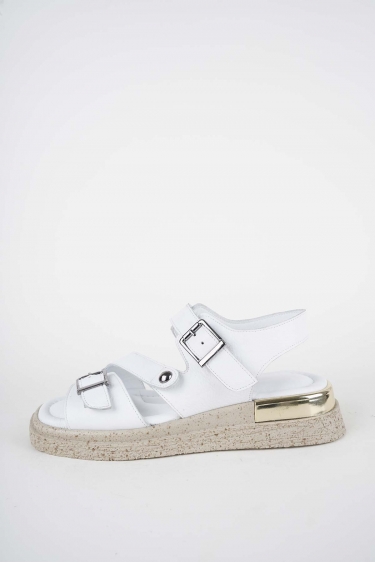 Hakiki Deri Beyaz Kadın Düz Sandalet 261118503