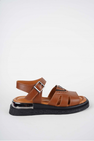 Hakiki Deri Taba Kadın Düz Sandalet 261118504