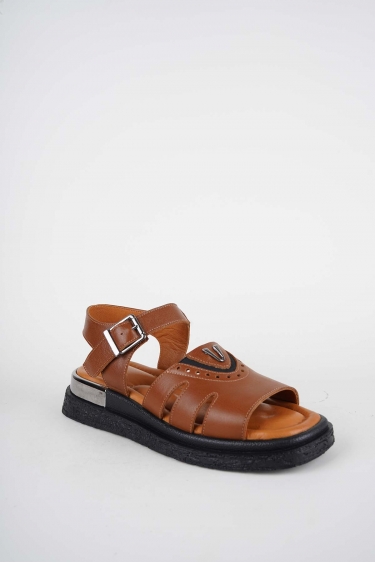 Hakiki Deri Taba Kadın Düz Sandalet 261118504