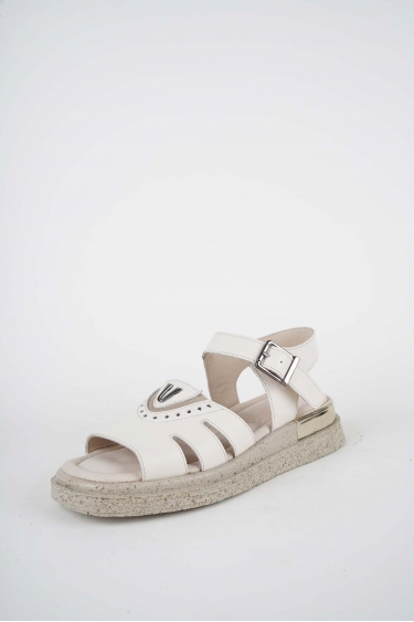 Hakiki Deri Bej Kadın Düz Sandalet 261118504