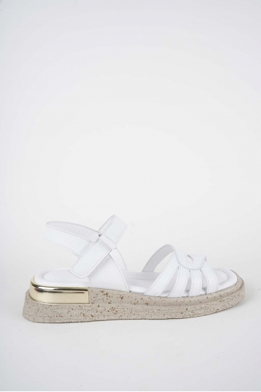 Hakiki Deri Beyaz Kadın Düz Sandalet 261118505