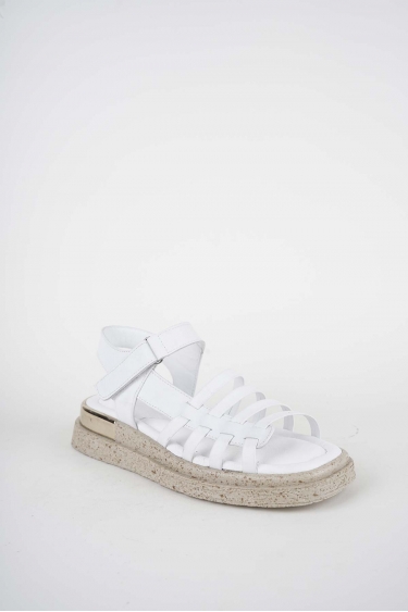 Hakiki Deri Beyaz Kadın Düz Sandalet 261118506