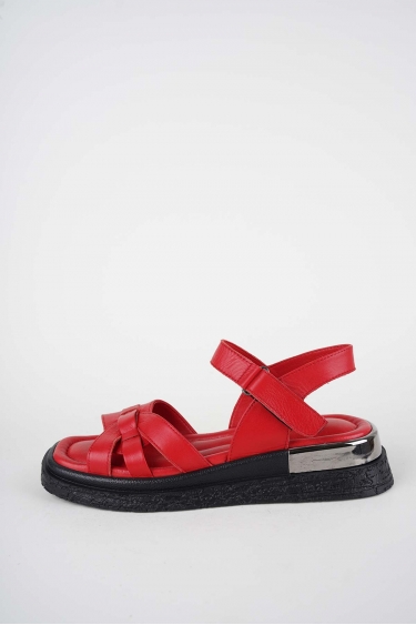 Hakiki Deri Kırmızı Kadın Düz Sandalet 261118507