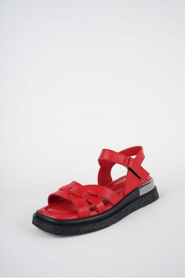 Hakiki Deri Kırmızı Kadın Düz Sandalet 261118507