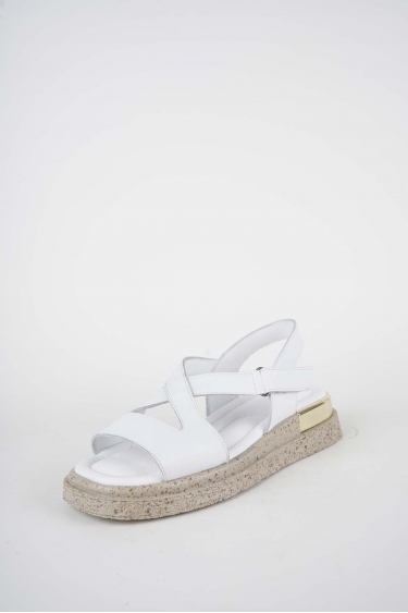 Hakiki Deri Beyaz Kadın Düz Sandalet 261118508