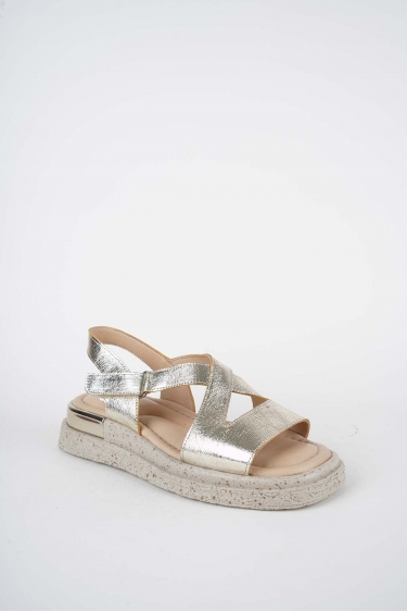 Hakiki Deri Gold Kadın Düz Sandalet 261118508