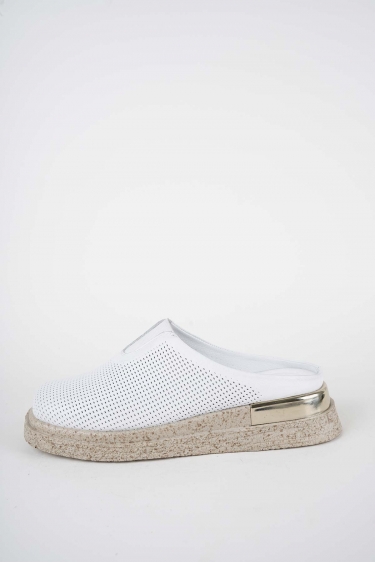 Hakiki Deri Beyaz Kadın Düz Sabo 261118702