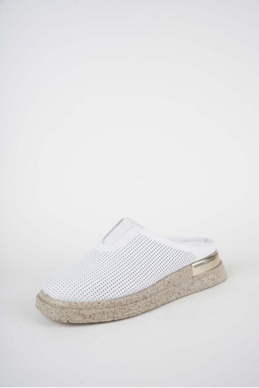 Hakiki Deri Beyaz Kadın Düz Sabo 261118702