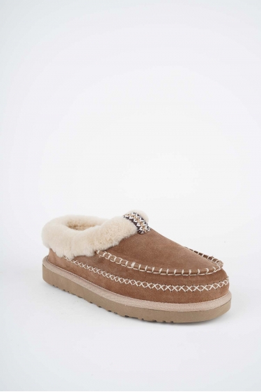 Kürklü Taba Leopar Kadın Doubleface Ayakkabı 252124100