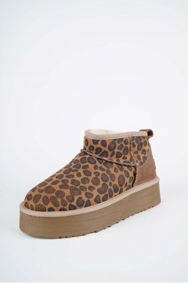 Kürklü Taba Leopar Kadın Doubleface Bot 252124203