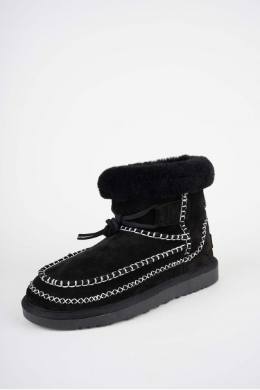 Kürklü Siyah Kadın Doubleface Bot 252124207