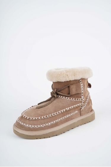 Kürklü Taba Leopar Kadın Doubleface Bot 252124207