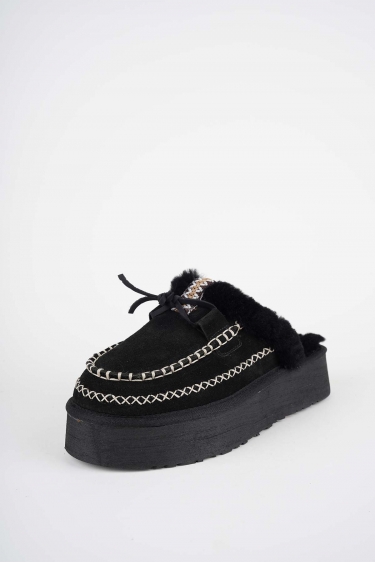 Kürklü Siyah Kadın Doubleface Sabo 252124700