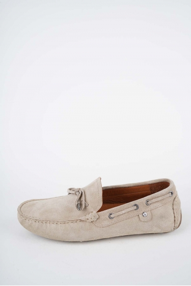 Hakiki Deri Bej Süet Erkek Makosen Ayakkabı 261124M101