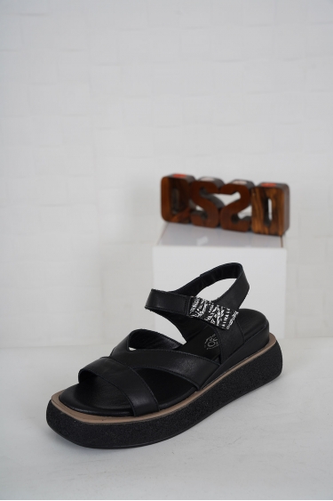Hakiki Deri Siyah Kadın Comfort Sandalet 231125509