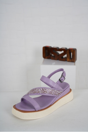 Hakiki Deri Lila Kadın Comfort Sandalet 231125510