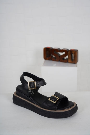 Hakiki Deri Siyah Kadın Comfort Sandalet 231125511