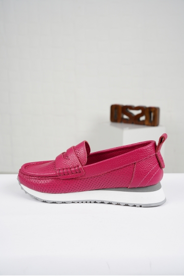 Hakiki Deri Fuşya Floter Kadın Casual Ayakkabı 221126101