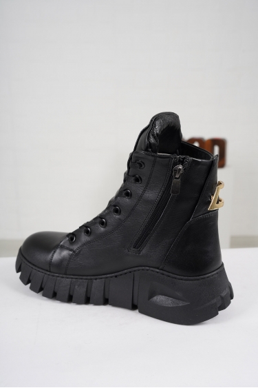 Hakiki Deri Siyah Kadın Düz Bot 222126201