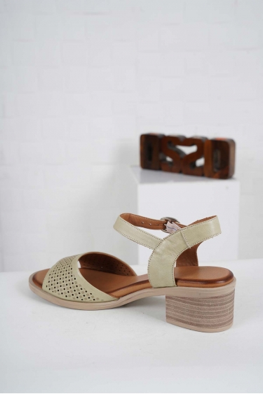 Hakiki Deri Avokado Kadın Topuklu Sandalet 241126502