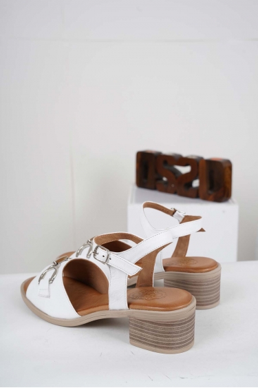 Hakiki Deri Beyaz Kadın Topuklu Sandalet 241126505