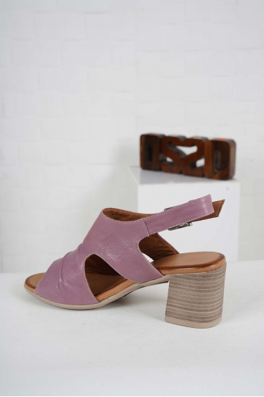 Hakiki Deri Koyu Leylak Kadın Topuklu Sandalet 241126511