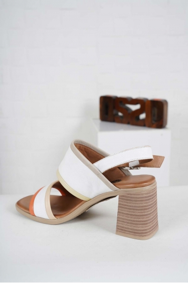 Hakiki Deri Beyaz-Garni Kadın Yüksek Topuklu Sandalet 241126512