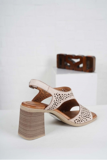 Hakiki Deri Pudra Kadın Yüksek Topuklu Sandalet 241126515