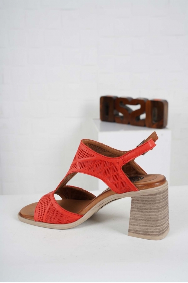 Hakiki Deri Kırmızı Kadın Yüksek Topuklu Sandalet 241126517